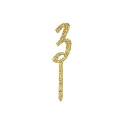 Metallic Gold Number Glitter Acrylic Cake Topper (Numbers 0-9)