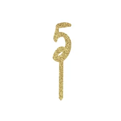 Metallic Gold Number Glitter Acrylic Cake Topper (Numbers 0-9)
