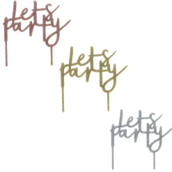 Metallic Let's Party Glitter Acrylic Cake Topper (3 Colour Options)