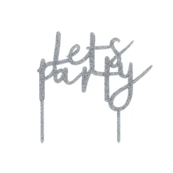 Metallic Let's Party Glitter Acrylic Cake Topper (3 Colour Options)