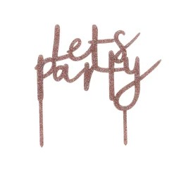 Metallic Let's Party Glitter Acrylic Cake Topper (3 Colour Options)