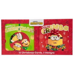 Minions Christmas Cards - Pack of 12 (2 Designs)