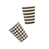 Monochrome Striped & Diamond Paper Cups - Pack of 8