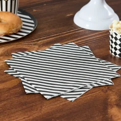 Monochrome Striped Paper Napkins - Pack of 16