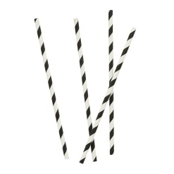 Monochrome Striped Paper Straws - Pack of 16