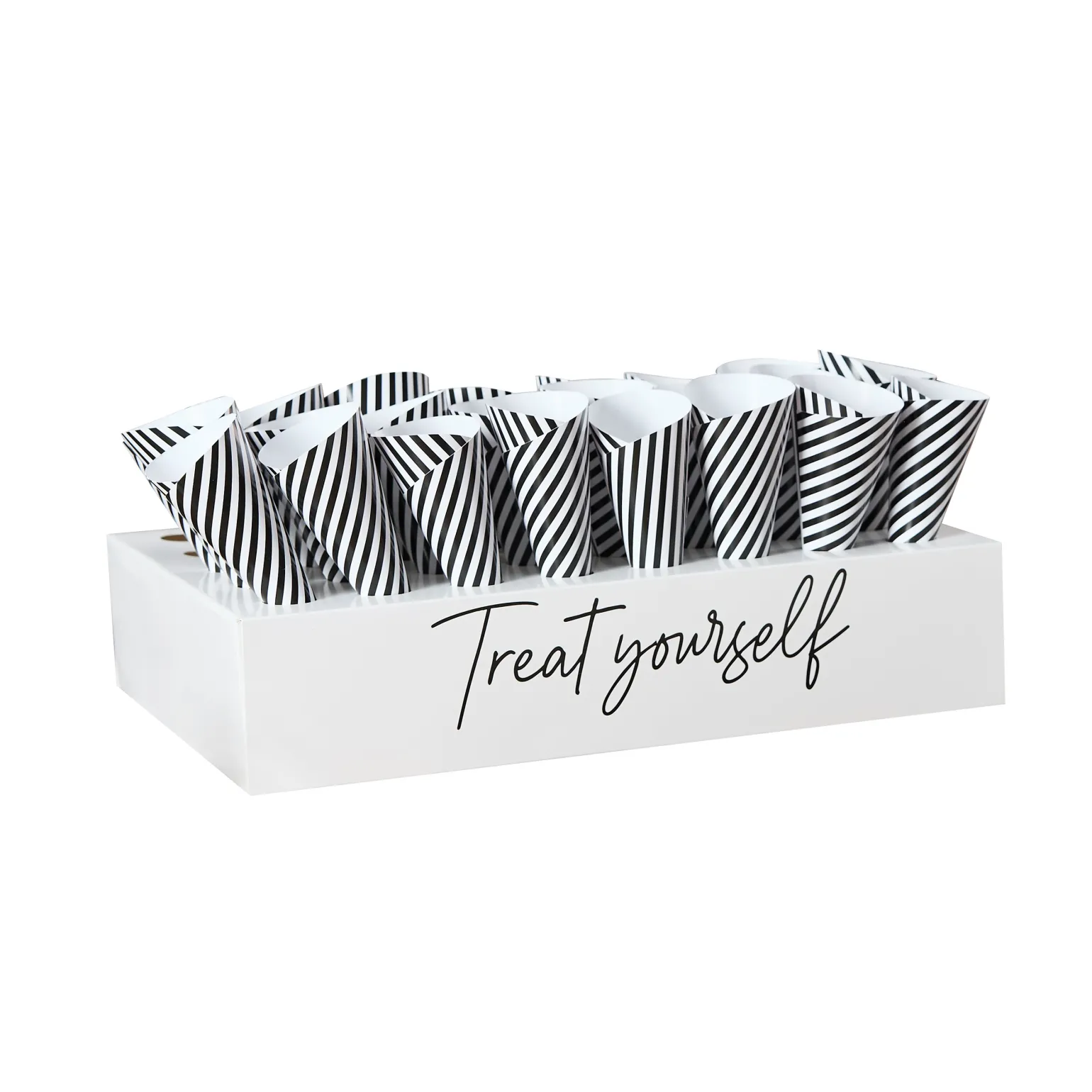 Monochrome Treat Yourself Box Stand & Treat Cones - Pack of 45