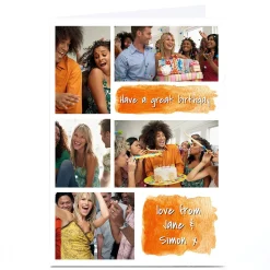 Multi Photo Card - Orange Watercolour