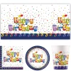 Multicolour Happy Birthday Party Tableware Bundle - 16 Guests