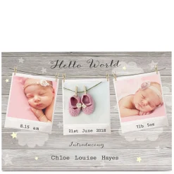 New Baby Photo Card - Hello World, Polaroids