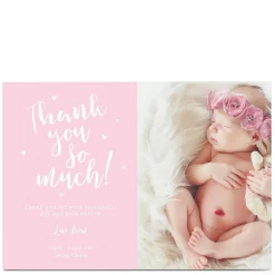 New Baby Photo Card - Thank You Pink