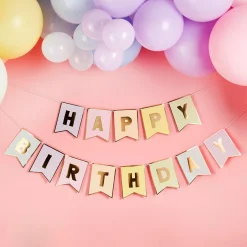 Pastel Happy Birthday Flag Card Banner