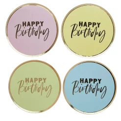 Pastel Happy Birthday Paper Plates - Pack of 8