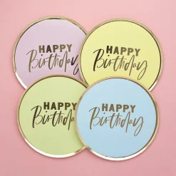 Pastel Happy Birthday Paper Plates - Pack of 8