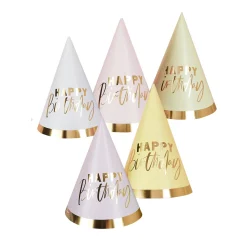 Pastel Happy Birthday Party Hats - Pack of 10