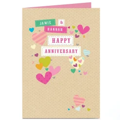 Personalised Anniversary Card - Pretty Hearts