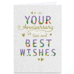 Personalised Anniversary Card - Purple and Gold Foliage Best Wishes