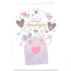 Personalised Anniversary Card - Envelope with Hearts