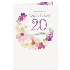 Personalised Anniversary Card - Watercolour Flowers, Any Year