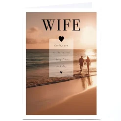 Personalised Anniversary Card - Beach Sunset, Wife