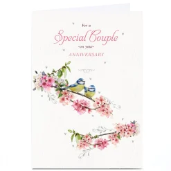 Personalised Anniversary Card - Blue Tits on Blossom, Special Couple