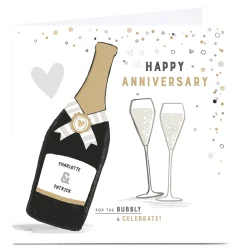 Personalised Anniversary Card - Pop The Bubbly & Celebrate