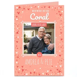 Personalised Anniversary Photo Card - Coral Anniversary