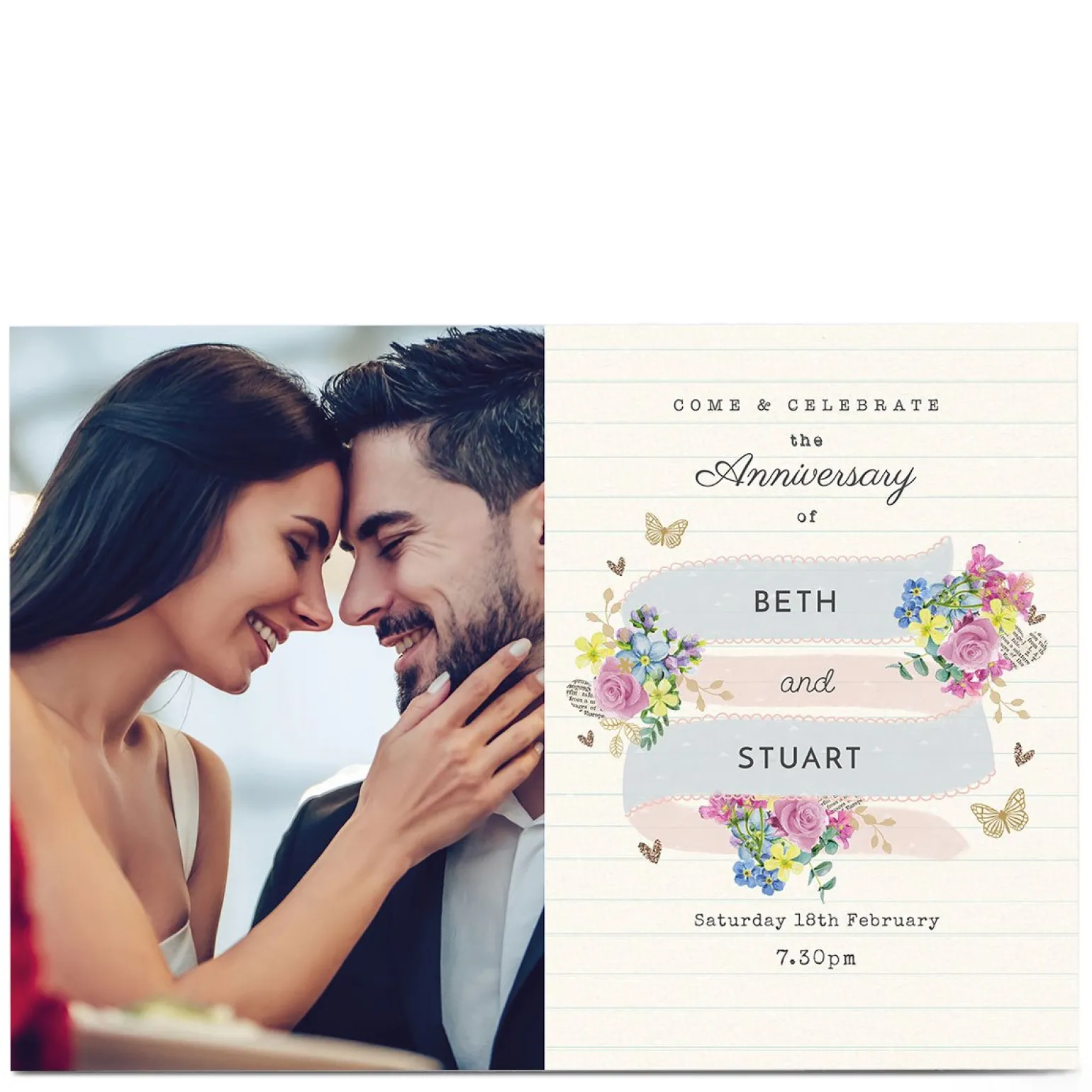 Personalised Anniversary Party Invitation - Rustic Floral