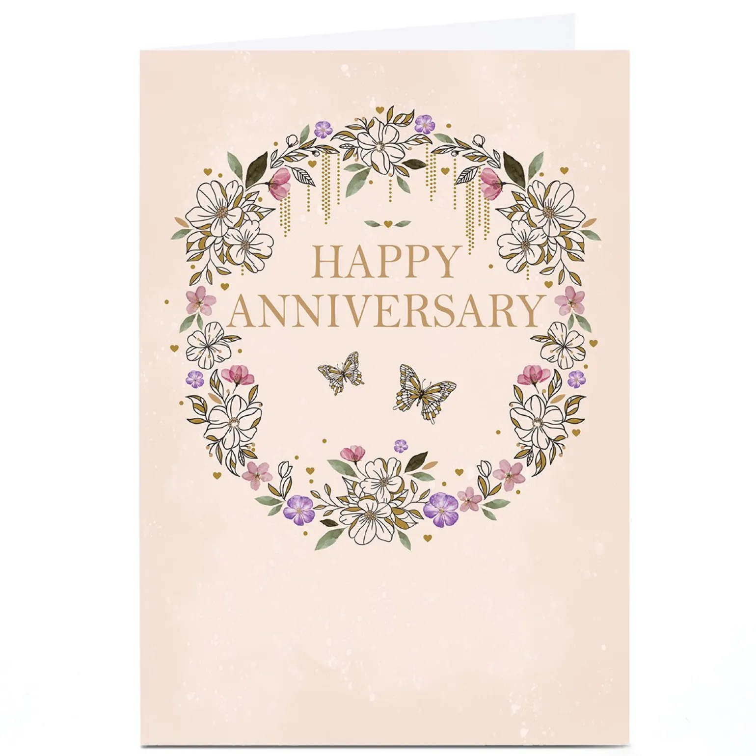 Personalised Anniversary Card - Floral Circle with Butterflies