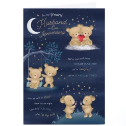 Personalised Anniversary Card - Cute Bears, Husband