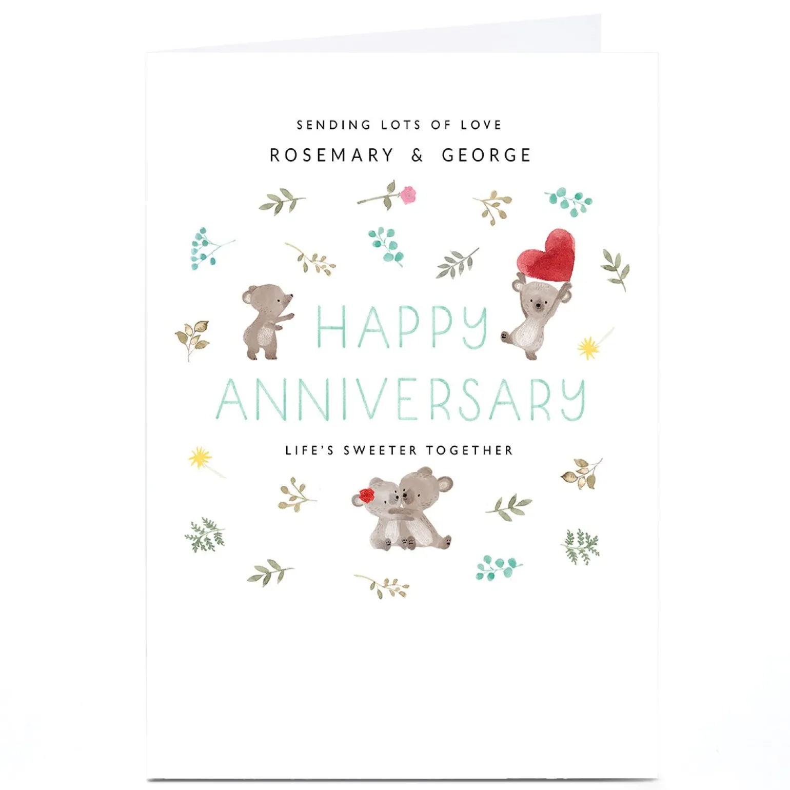Personalised Anniversary Card - Koalas, Lots Of Love
