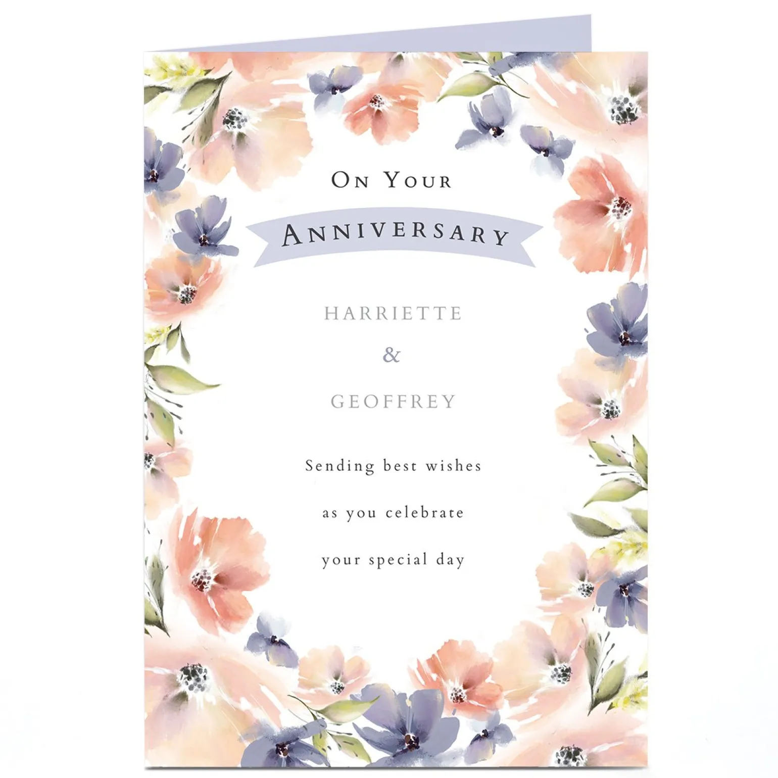 Personalised Anniversary Card - Floral, Any Names