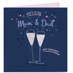 Personalised Anniversary Card - Here's To You Champagne