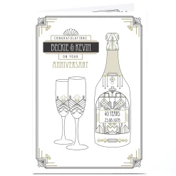 Personalised Anniversary Card - Art Deco Champagne 40 Years