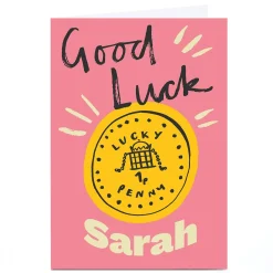 Personalised Ashley Le Quere Good Luck Card - Lucky Penny