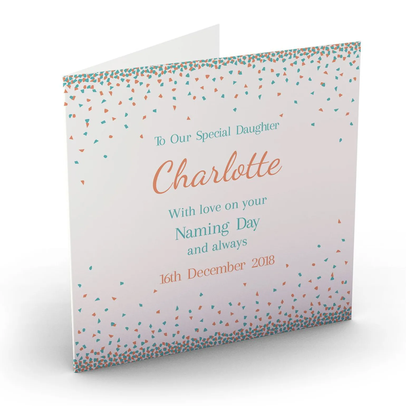 Personalised Baby Card - Confetti Triangles, Orange