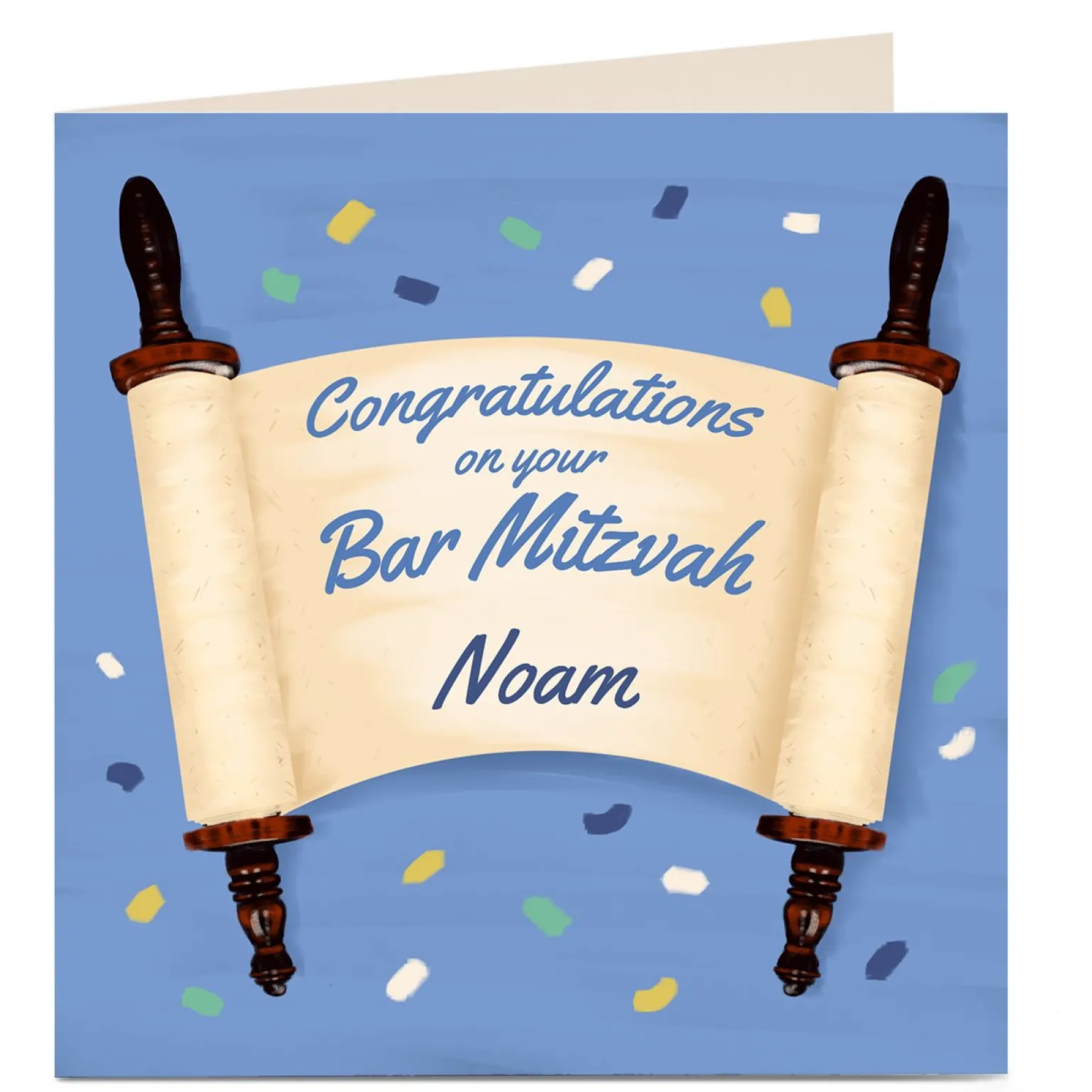 Personalised Bar Mitzvah Card - Congratulations Scroll