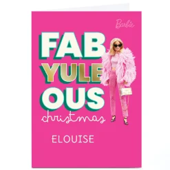 Personalised Barbie Christmas Card - Fab-Yule-Ous, Any Name