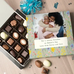 Personalised Belgian Chocolates - Green Flowers