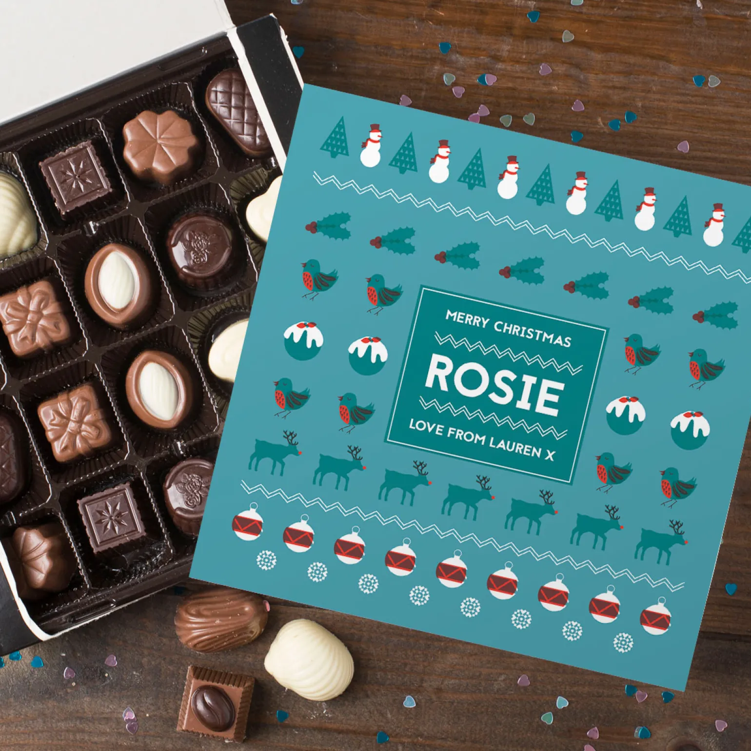 Personalised Belgian Chocolates - Christmas Icons