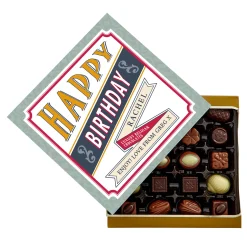 Personalised Belgian Chocolates - Retro Happy Birthday