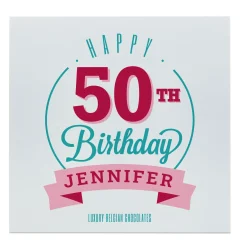 Personalised Belgian Chocolates - Happy 50th Birthday