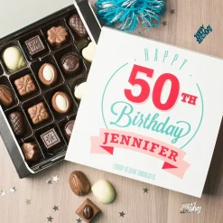 Personalised Belgian Chocolates - Happy 50th Birthday