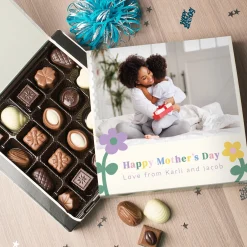 Personalised Belgian Chocolates - Happy Mother's Day Flower Design