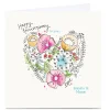 Personalised Bev Hopwood Anniversary Card - Floral Heart
