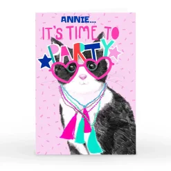 Personalised Bev Hopwood Birthday Card - It's Time To Party
