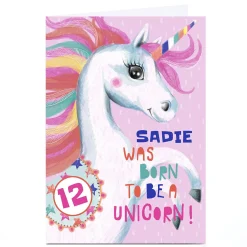 Personalised Bev Hopwood Birthday Card - Born To Be A Unicorn