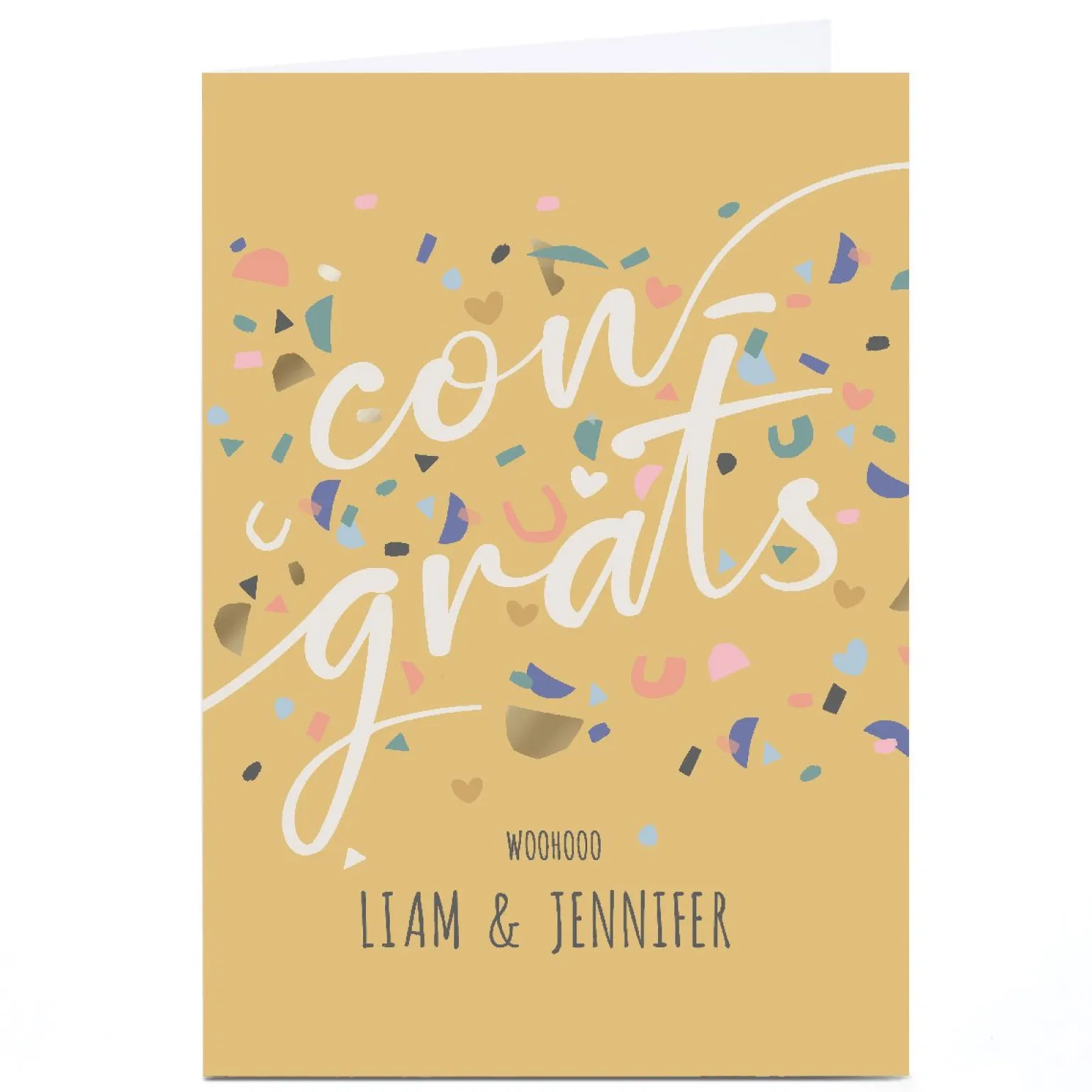 Personalised Bev Hopwood Congratulations Card - Woohooo Congrats Confetti