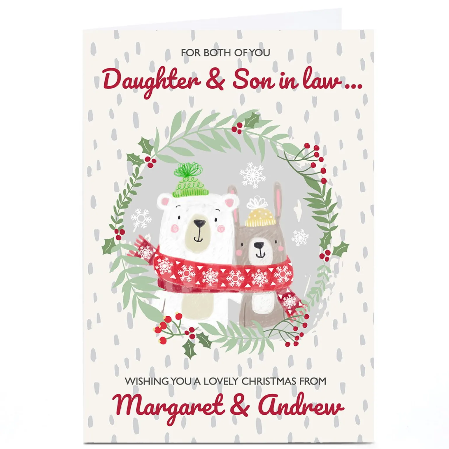 Personalised Bev Hopwood Christmas Card - Daughter & Son In Law