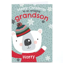 Personalised Bev Hopwood Christmas Card - Grandson