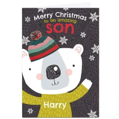 Personalised Bev Hopwood Christmas Card - Son